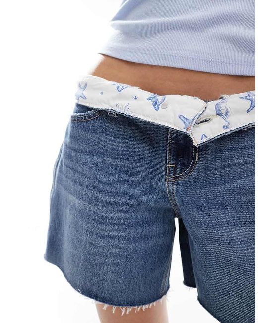 Hollister Blue Low Rise baggy Denim Shorts