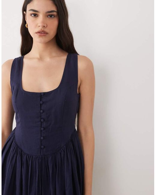 Nobody's Child Blue Cora Sleeveless Bodice Detail Ruched Skirt Mini Dress