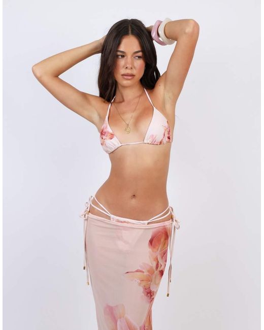 SIMMI Pink Floral Print Triangle Bikini