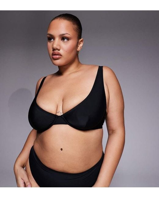 ASOS Black Asos Design Curve Maya Marina Del Rey High Apex Plunge Underwire Bikini Top
