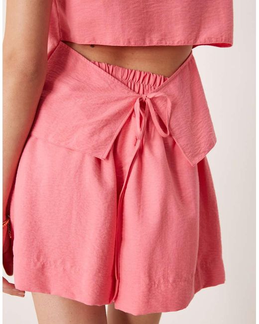 ASOS Pink Open Tie Back Shell Top Co-ord
