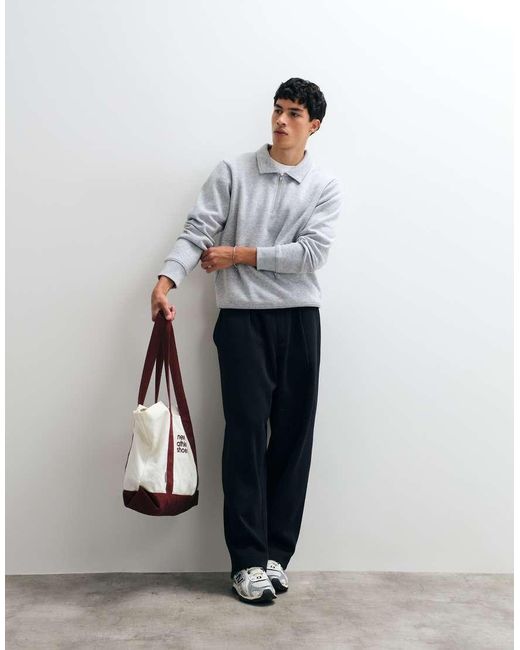 Jack & Jones White Quarter Zip Collared Sweatshirt for men