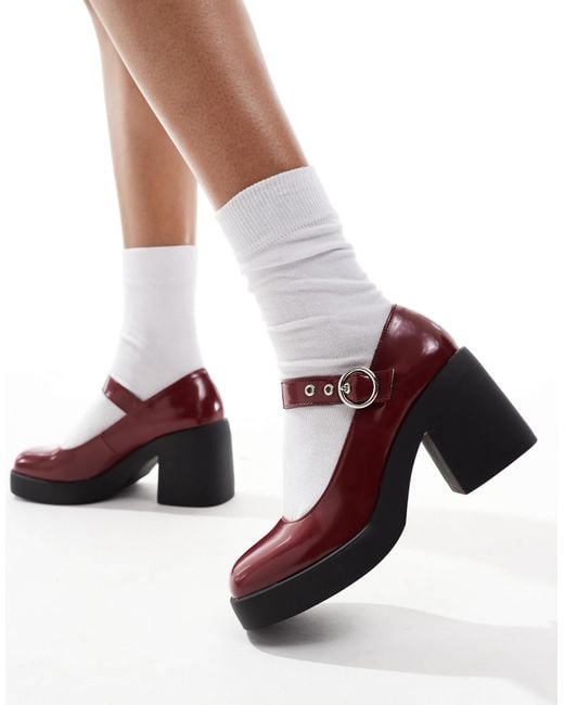 Chaussures style babies chunky à talon - bordeaux SEQWL en coloris Red