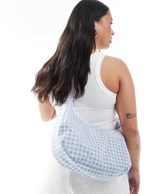 Baggu White Gingham Medium Nylon Crescent Bag