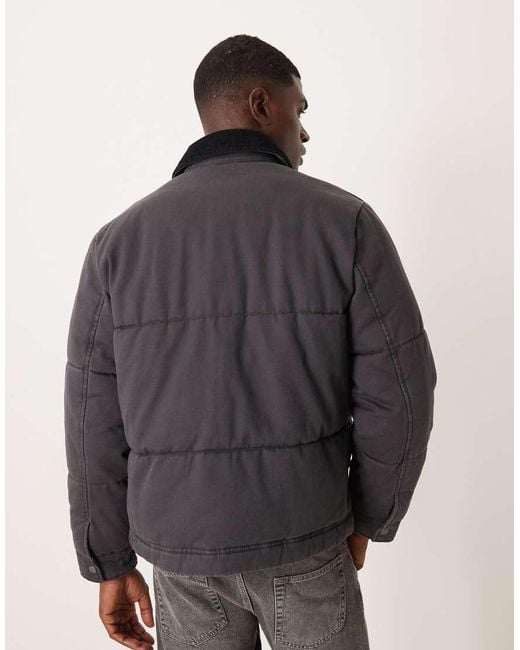 Abercrombie & Fitch Gray Washed Twill Puffer Jacket for men