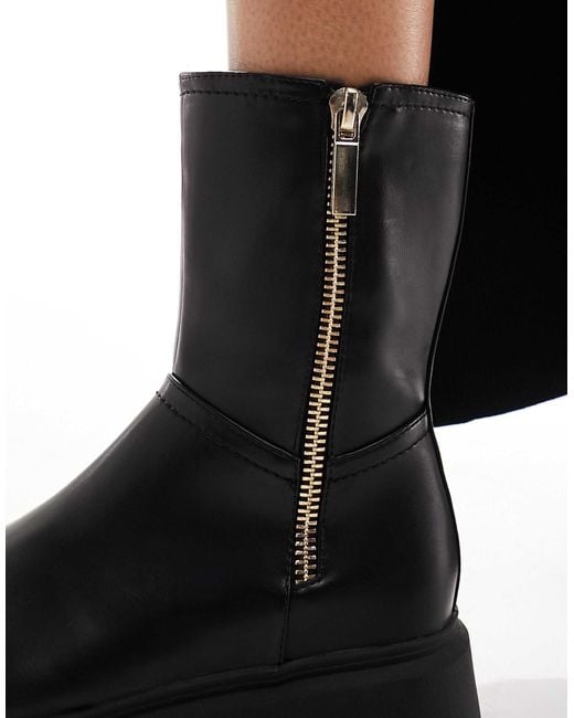 Pointure large - amalfi - bottes style motard zippées ASOS en coloris Black