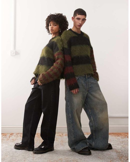 The Ragged Priest Black Striped Fluffy Jumper