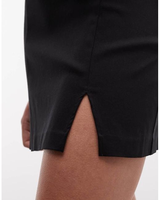 Monki Black Bengaline Mini Skirt
