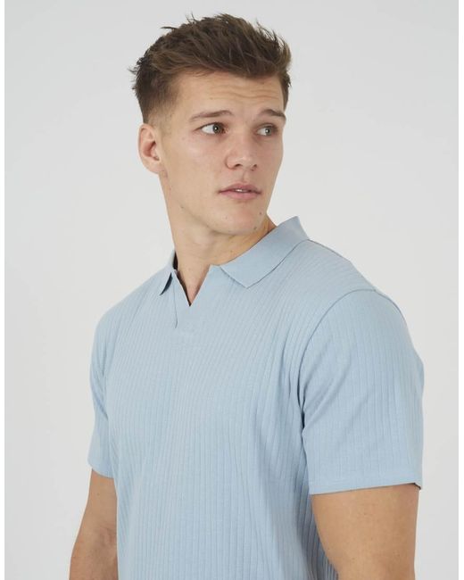 Brave Soul Blue Trophy Neck Polo Shirt for men