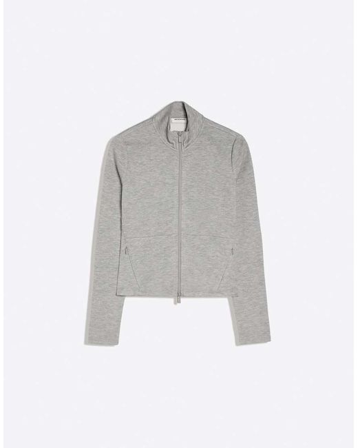 Bershka Gray Ribbed Zip Jacket