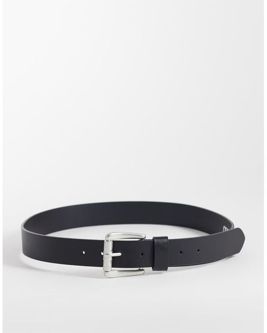 ASOS Gray Faux Leather Belt With Embossed Silver Buckle for men