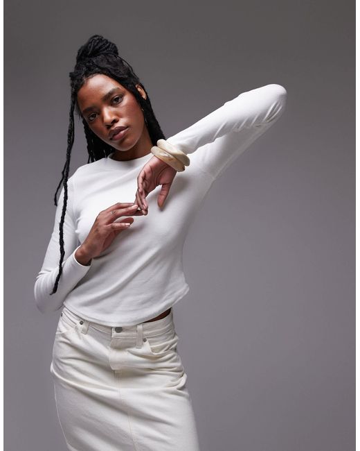 TOPSHOP Gray – geripptes, langärmliges t-shirt