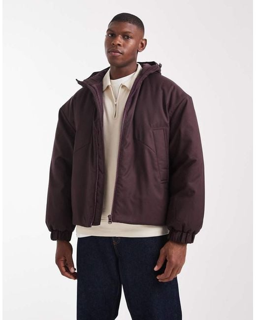 ASOS Brown Hooded Puffer Jacket for men