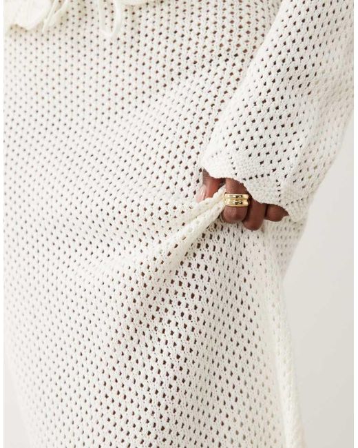 The Frolic Gray Exclusive Cotton Rich Open Crochet Scallop Edge Tie Front Maxi Beach Skirt
