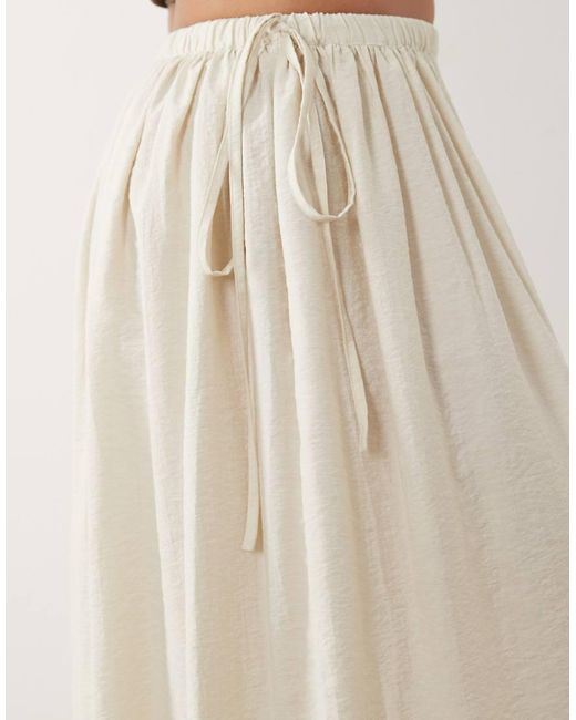 ASOS Natural Tie Waist Soft Crinkle Maxi Skirt