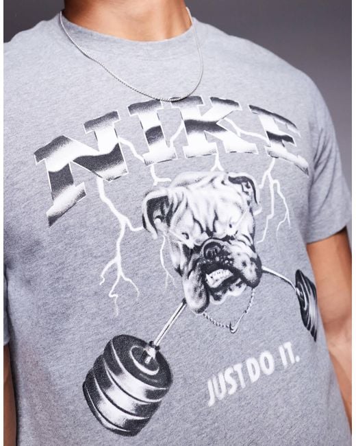 Nike Gray Bulldog Graphic T-shirt for men