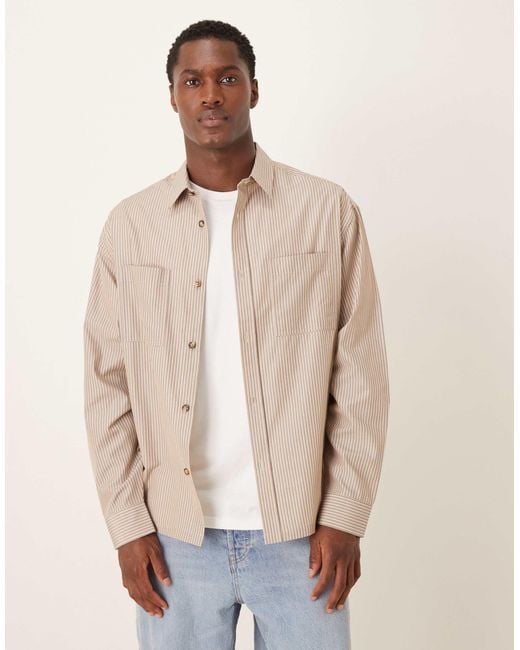ASOS – oversize-hemd mit beigem karomuster in Natural für Herren