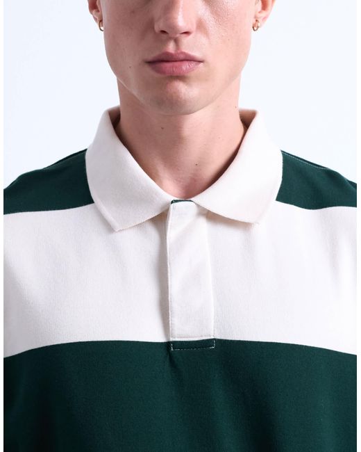 Topman – oversize-polohemd mit rugby-streifen in White für Herren