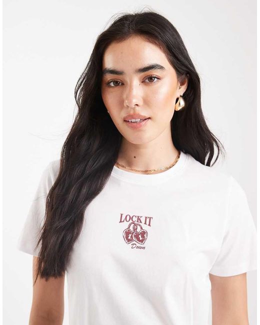 JJXX White Lock It Graphic T-Shirt