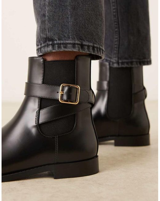 Mango Black Ankle Boot With Buckle