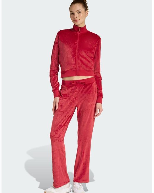 Adidas Originals Red Glam Velvet Tracksuit