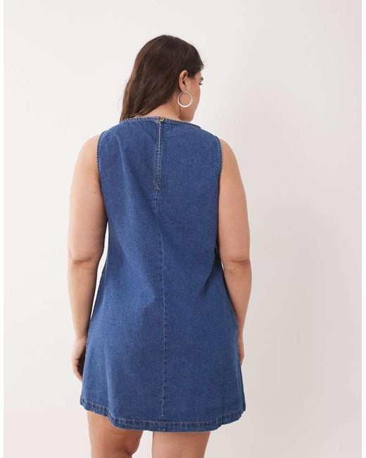 ASOS Blue Asos Design Curve Denim Fit And Flare Shift Dress