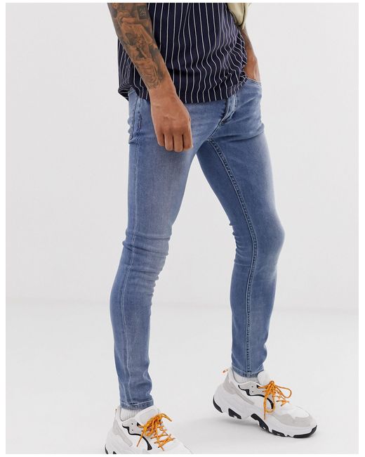 TOPMAN Denim Spray On Jeans in Blue for Men Lyst