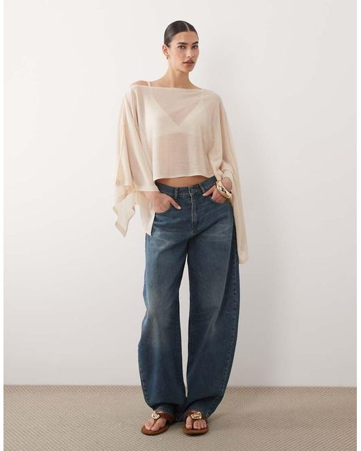 ASOS Natural Fine Knit Sheer Poncho
