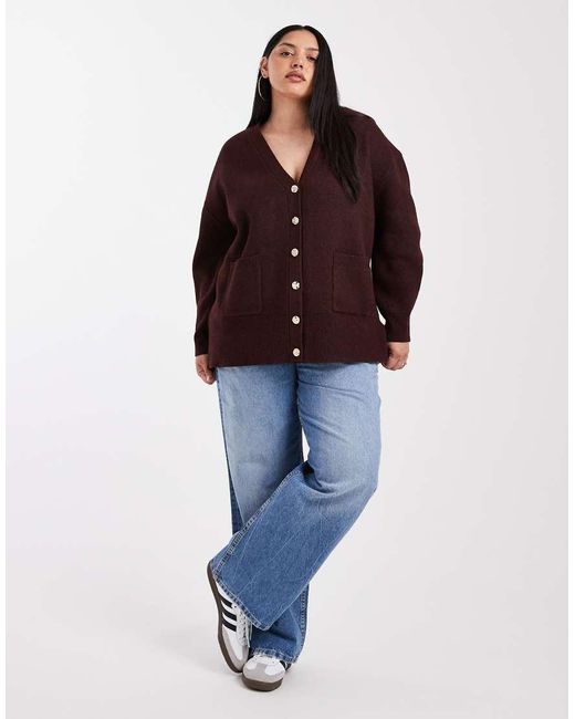 ASOS Red Asos Design Curve Oversized Boyfriend Cardigan