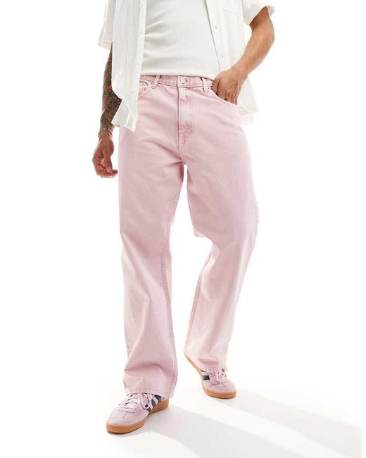 Dr. Denim Pink Omar Wide Straight Leg Jeans for men