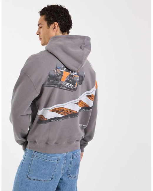 Hollister Gray Mclaren Back Graphic Boxy Hoodie for men