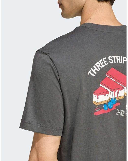 Adidas Originals Gray Coffee Cafe Cheesecake Graphic T-Shirt for men