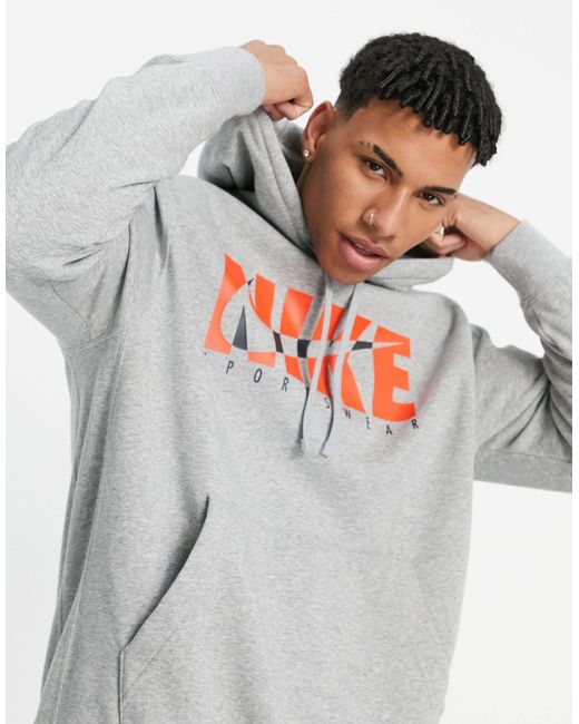 Nike Gray Graphic Logo Fleece Tracksuit for men