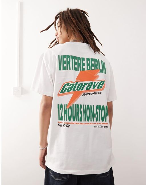 Vertere Berlin White Gatorave Back Print Oversized T-shirt for men