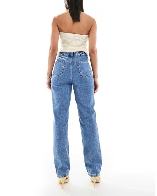 Vaqueros De Pernera Recta Con Y Cintura Elástica De -Azul Miss Selfridge de color Blue