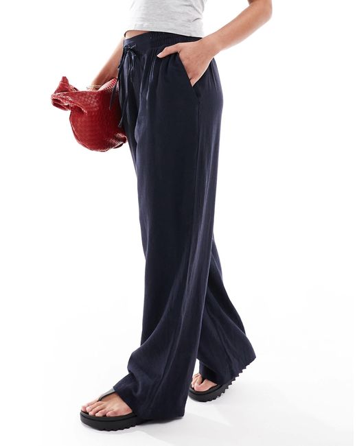 Pantalon ample en lin New Look en coloris Blue