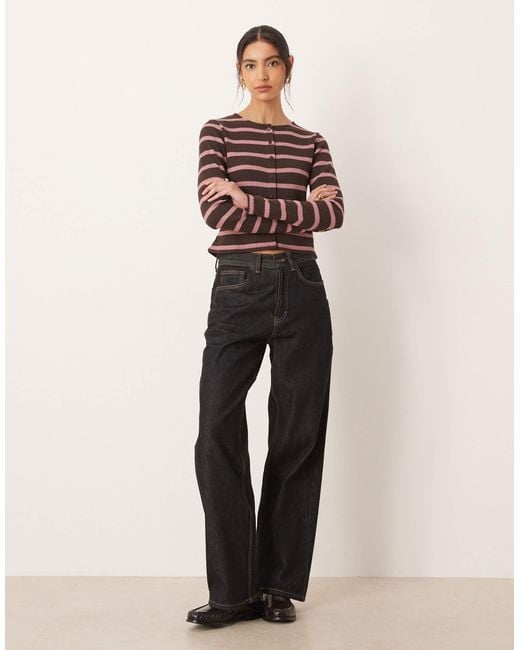 ASOS Brown Button Down Stripe Cardigan