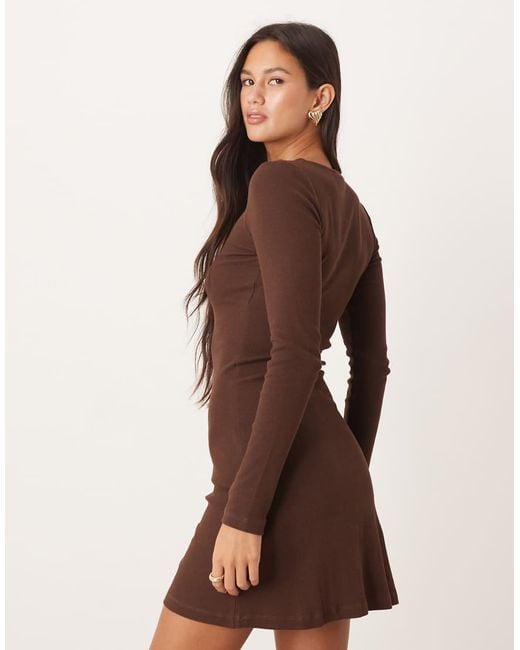 Brave Soul Brown Long Sleeve Jersey Dress