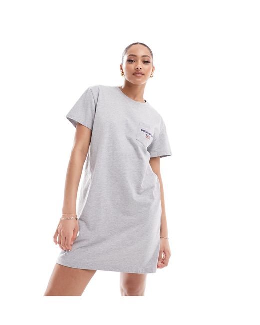 Vestido estilo camiseta con logo Polo Ralph Lauren de color Gray