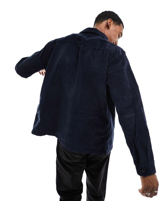 SELECTED Blue Loose Cord Overshirt for men