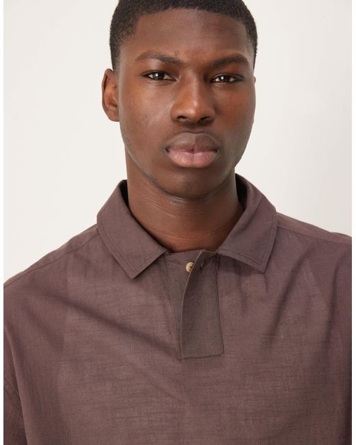 ASOS Brown Boxy Oversized Overhead Linen Look Shirt for men