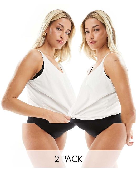 Pack De 2 Tangas Negros Con Diseño Por Encima Del Vientre De Mamalicious Maternity Mama.licious de color White