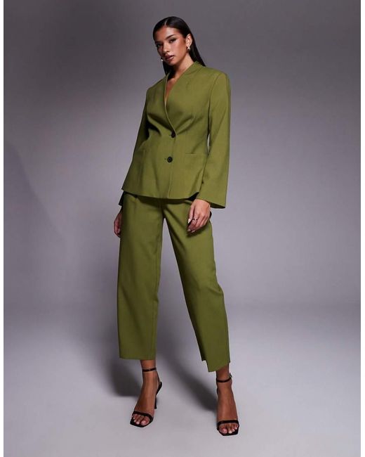 River Island Green Collarless Structured Blazer