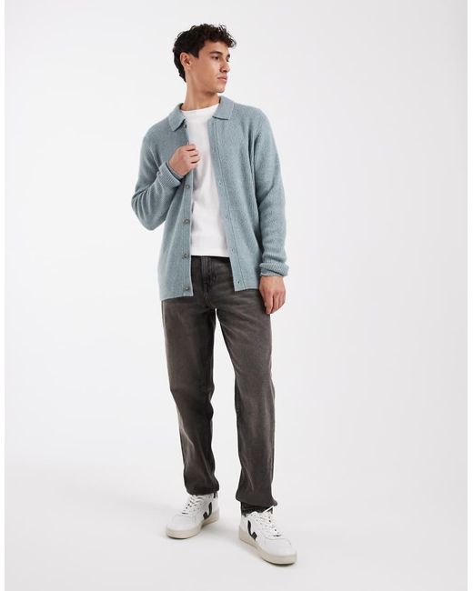 Levi's Blue Button Down Polo Knitted Cardigan for men