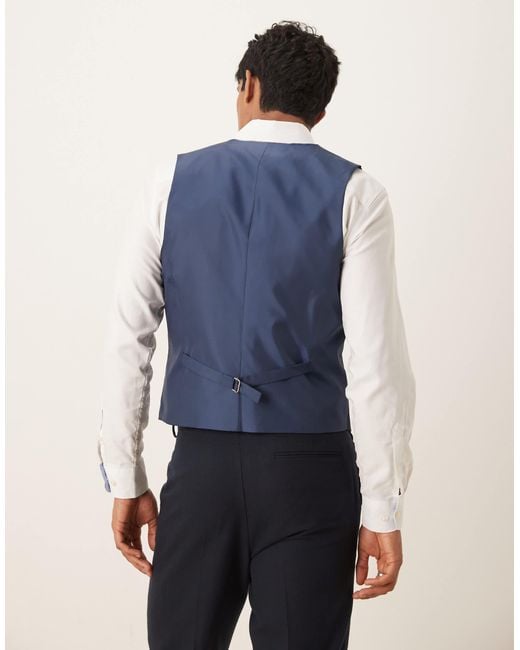 ASOS – schmal geschnittene anzugweste in Blue für Herren