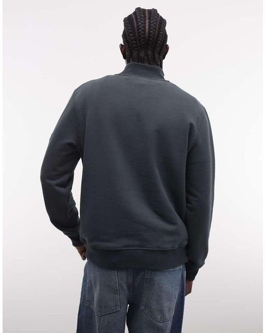 Barbour Blue Ehan Half Zip Logo Sweatshirt for men