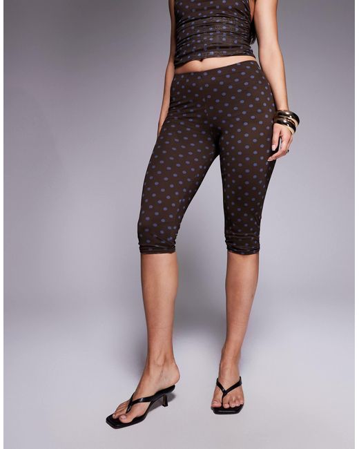 Kaiia Purple Exclusive Double Layered Slinky Mesh High Waisted Capri Trouser Co-Ord
