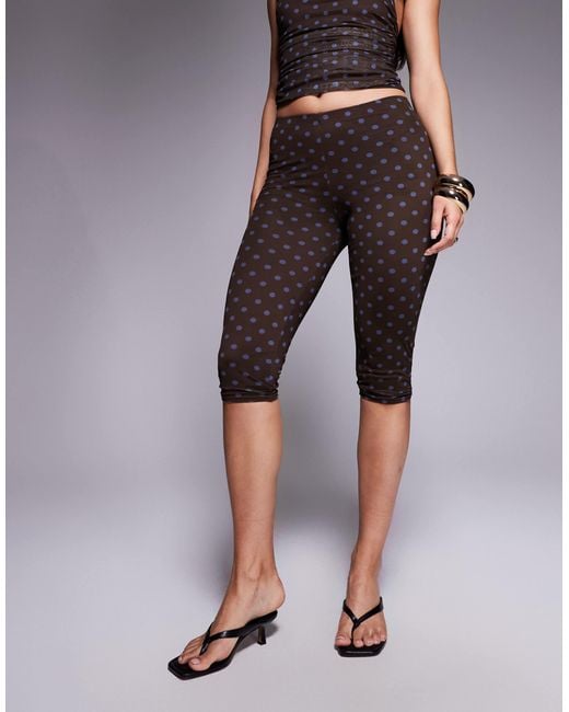 Kaiia Purple Exclusive Double Layered Slinky Mesh High Waisted Capri Trouser Co-Ord