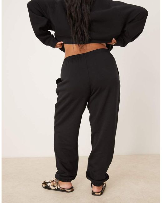 ASOS Black Asos Design Curve Ultimate Cuffed Brushback Trackies