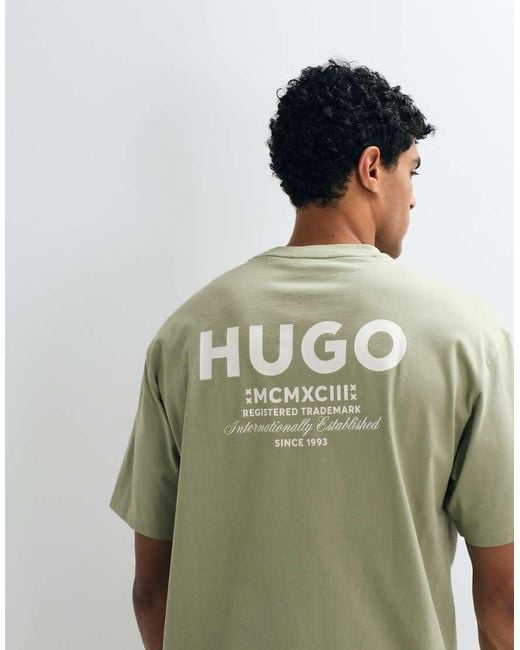 HUGO White Nalono Back Print T-shirt for men